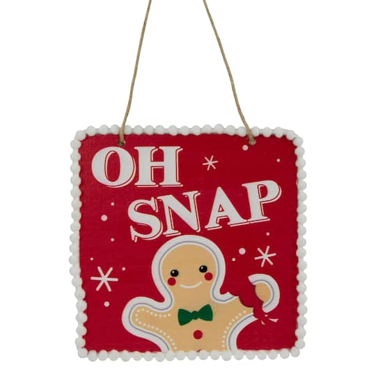 6.25" Gingerbread Man "OH SNAP" Square Christmas Ornament By Northlight in Red | Michaels®